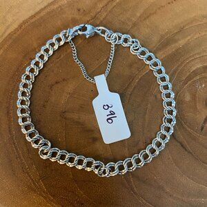 James Avery Light Double Curb Charm Bracelet, Size M/L, Sterling Silver